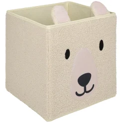 Rangement|Gifi Panière enfant Box Cube laine bouclée ours blanc ou brun 31x29x31cm