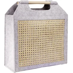 Rangement|Gifi Panière feutrine et bambou grise Grand modèle 47x17xH42cm