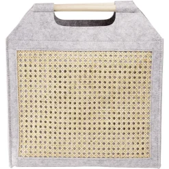 Rangement|Gifi Panière feutrine et bambou grise Grand modèle 47x17xH42cm