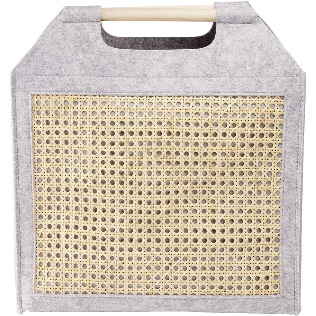 Rangement|Gifi Panière feutrine et bambou grise Grand modèle 47x17xH42cm