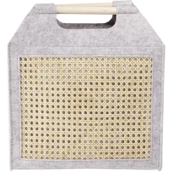 Rangement|Gifi Panière feutrine et bambou grise Moyen modèle 42x14xH38cm