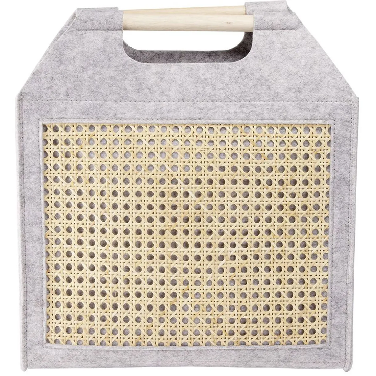 Rangement|Gifi Panière feutrine et bambou grise Moyen modèle 42x14xH38cm