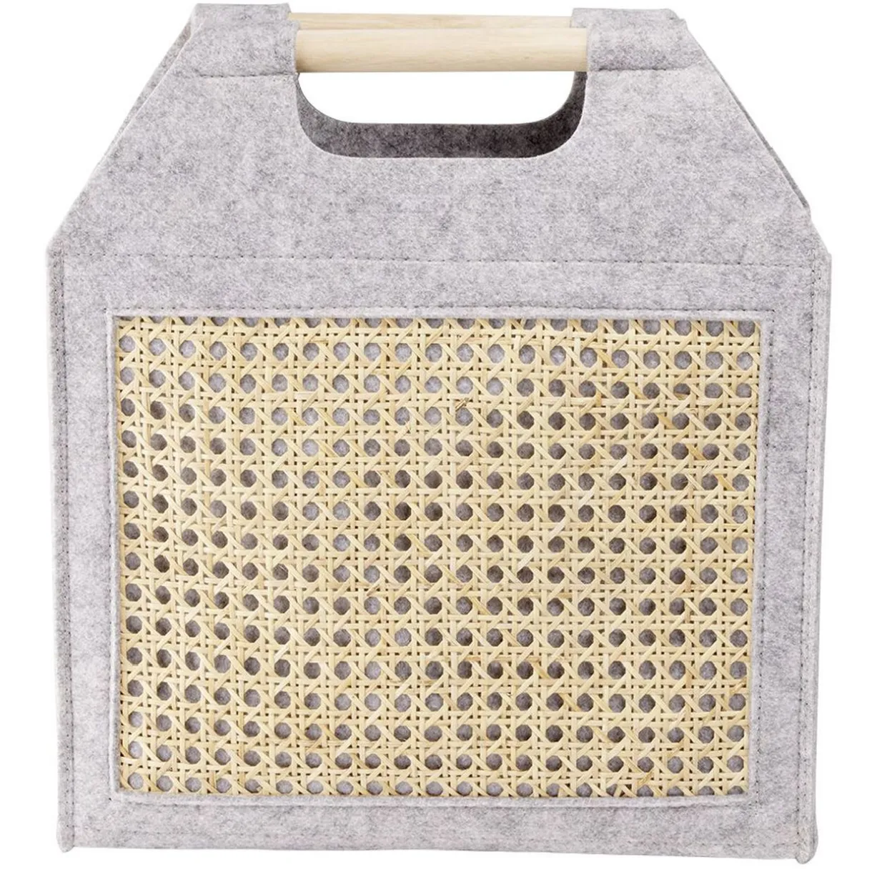 Rangement|Gifi Panière feutrine et bambou grise Petit modèle 37x10,5xH33,5cm