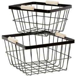 Rangement|Gifi Panière grillagée en métal noir x2