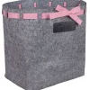 Rangement|Gifi Panière grise avec ruban rose
