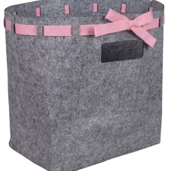 Rangement|Gifi Panière grise avec ruban rose