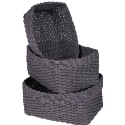 Rangement|Gifi Panière grise en polyester effet tressé x3
