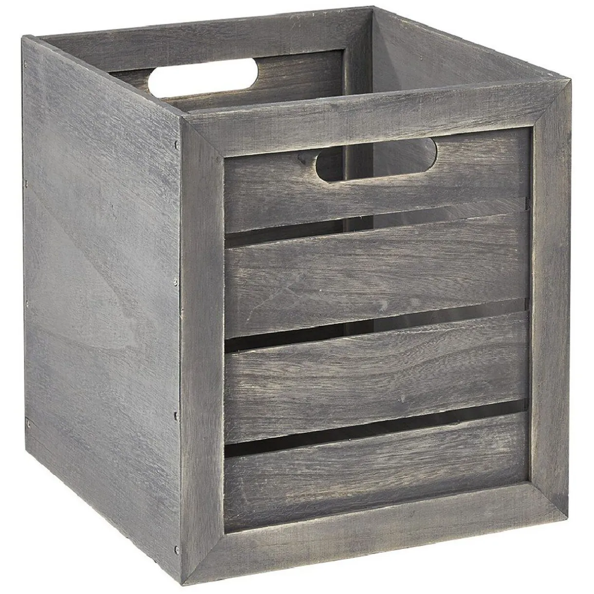 Rangement|Gifi Panière grise rectangulaire en bois cérusé Box Cube