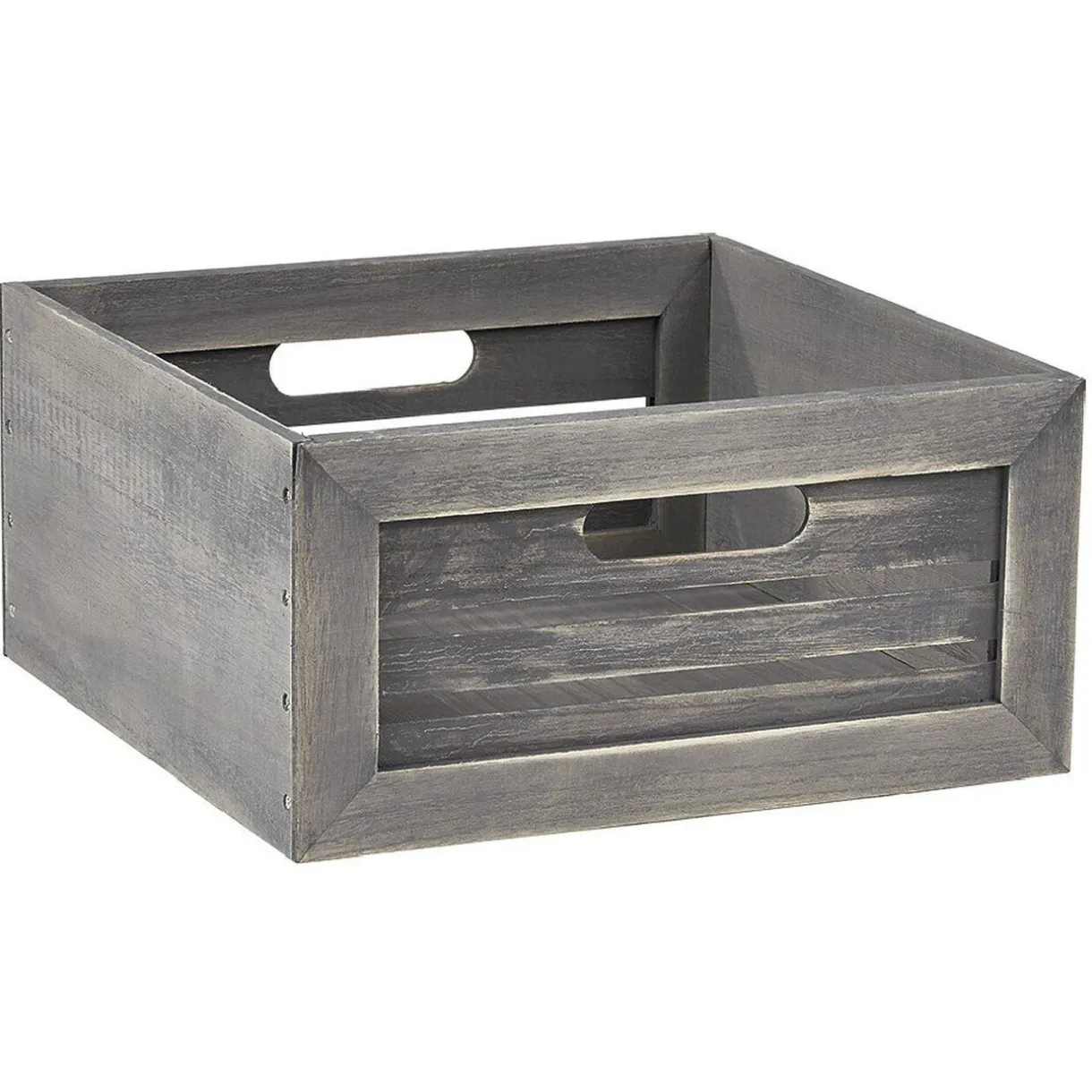 Rangement|Gifi Panière grise rectangulaire en bois cérusé Box Cube