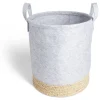 Rangement|Gifi Panière jacinthe d'eau feutrine beige et gris clair Ø30xH35cm