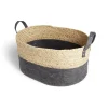 Rangement|Gifi Panière jacinthe d'eau feutrine beige et gris foncé 44x33xH20cm