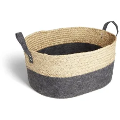 Rangement|Gifi Panière jacinthe d'eau feutrine beige et gris foncé 44x33xH20cm