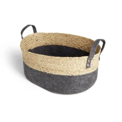 Rangement|Gifi Panière jacinthe d'eau feutrine beige et gris foncé 40x30xH18cm