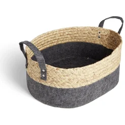 Rangement|Gifi Panière jacinthe d'eau feutrine beige et gris foncé 37x27xH15cm