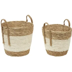 Rangement|Gifi Panière jonc de mer naturel et blanc x2