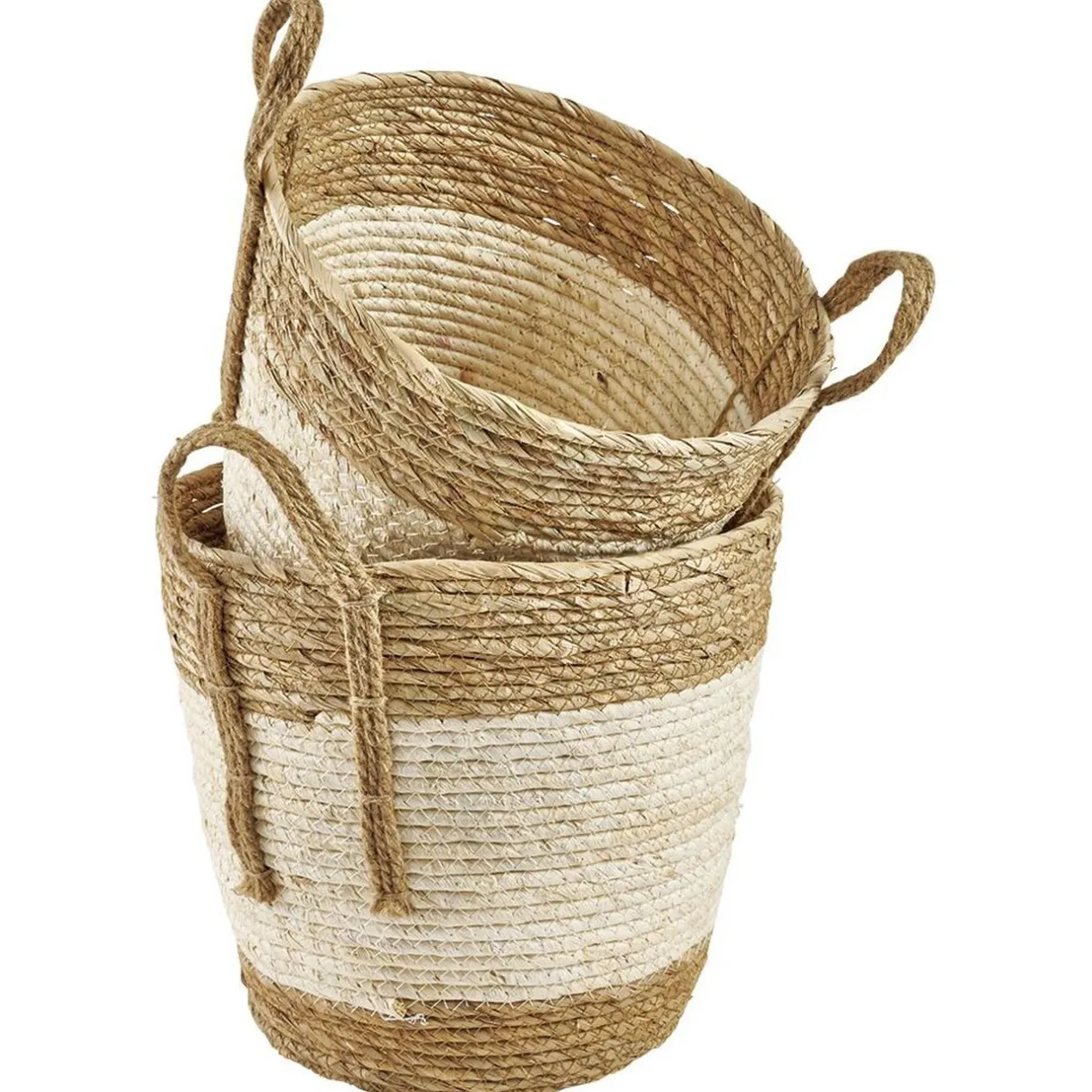 Rangement|Gifi Panière jonc de mer naturel et blanc x2