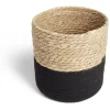 Rangement|Gifi Panière naturelle jacinthe d'eau coton beige et noir Ø19xH19cm