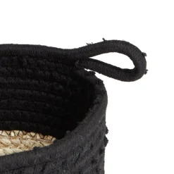 Rangement|Gifi Panière naturelle jacinthe d'eau coton beige et noir Ø18xH16cm
