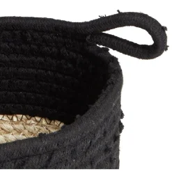 Rangement|Gifi Panière naturelle jacinthe d'eau coton beige et noir Ø18xH16cm