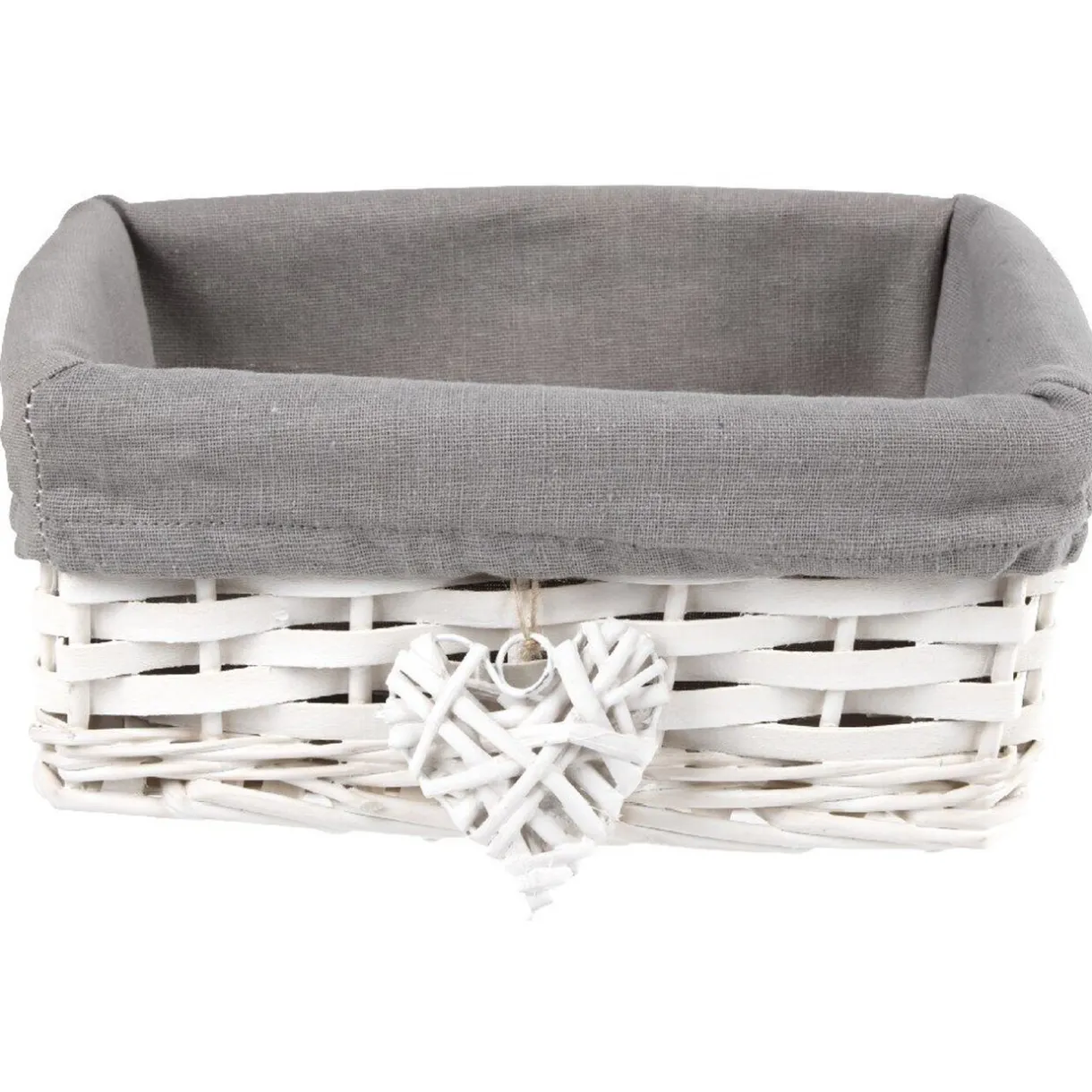 Rangement|Gifi Panière osier blanche et tissu gris
