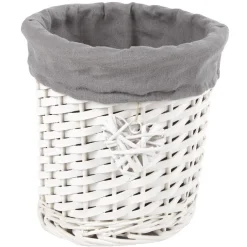 Rangement|Gifi Panière osier blanche et tissu gris