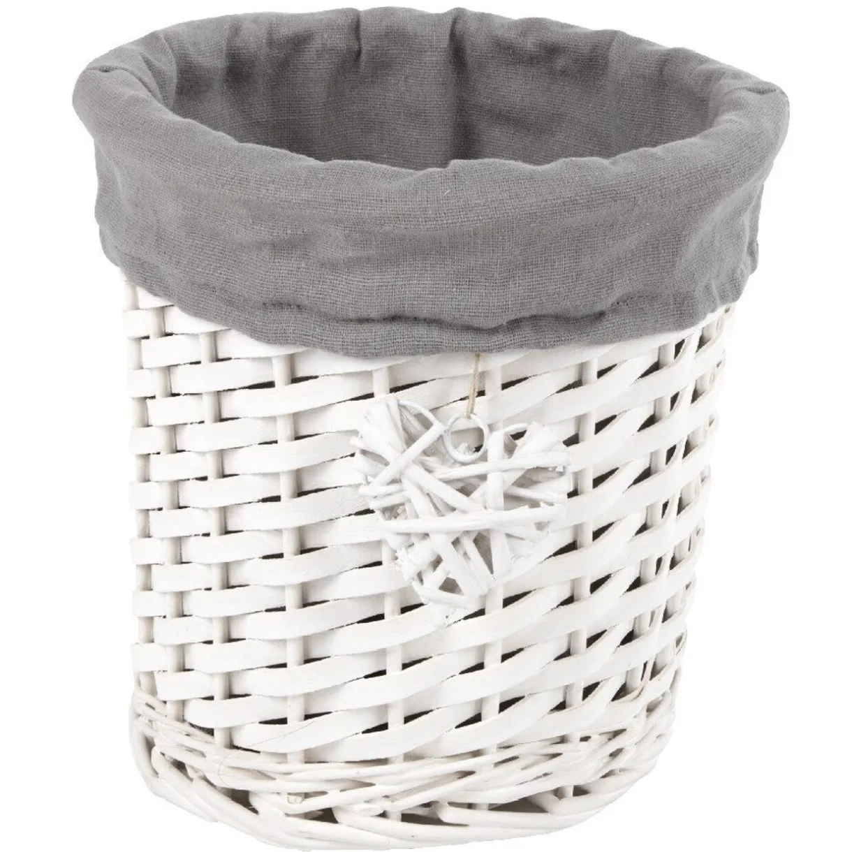 Rangement|Gifi Panière osier blanche et tissu gris