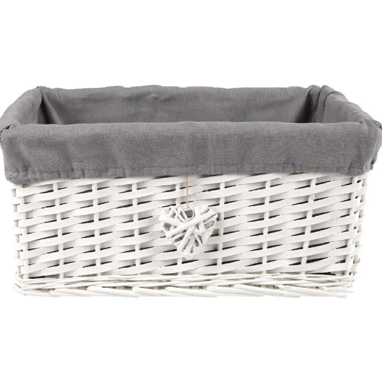 Rangement|Gifi Panière osier rectangulaire blanche et grise