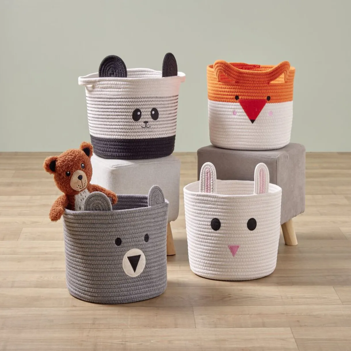 Rangement|Gifi Panière ourson gris Ø30x24cm