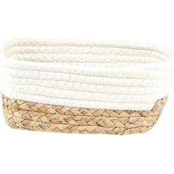 Rangement|Gifi Panière rectangulaire coton et jacinthe blanc et naturel x3