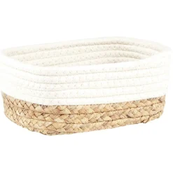 Rangement|Gifi Panière rectangulaire coton et jacinthe blanc et naturel x3