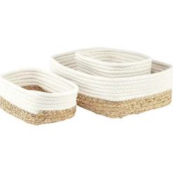 Rangement|Gifi Panière rectangulaire coton et jacinthe blanc et naturel x3