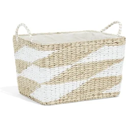 Rangement|Gifi Panière rectangulaire en jacinthe d'eau blanc naturel taille L
