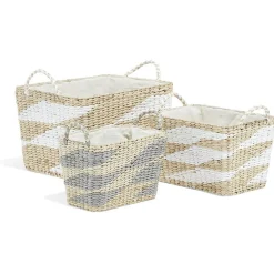 Rangement|Gifi Panière rectangulaire en jacinthe d'eau blanc naturel taille M