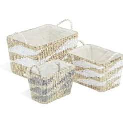 Rangement|Gifi Panière rectangulaire en jacinthe d'eau gris naturel taille S