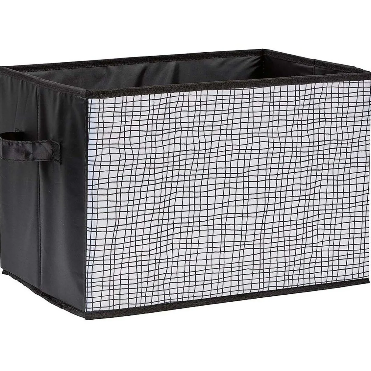 Entretien Du Linge|Gifi Panière rectangulaire en polyester motif quadrillage gris blanc