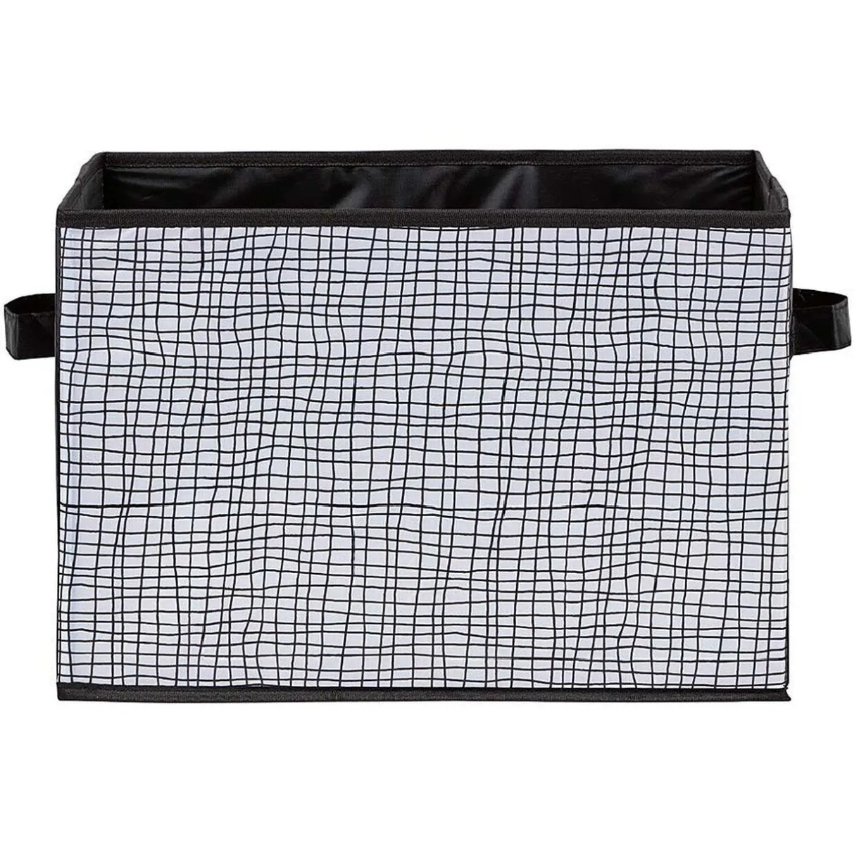 Entretien Du Linge|Gifi Panière rectangulaire en polyester motif quadrillage gris blanc