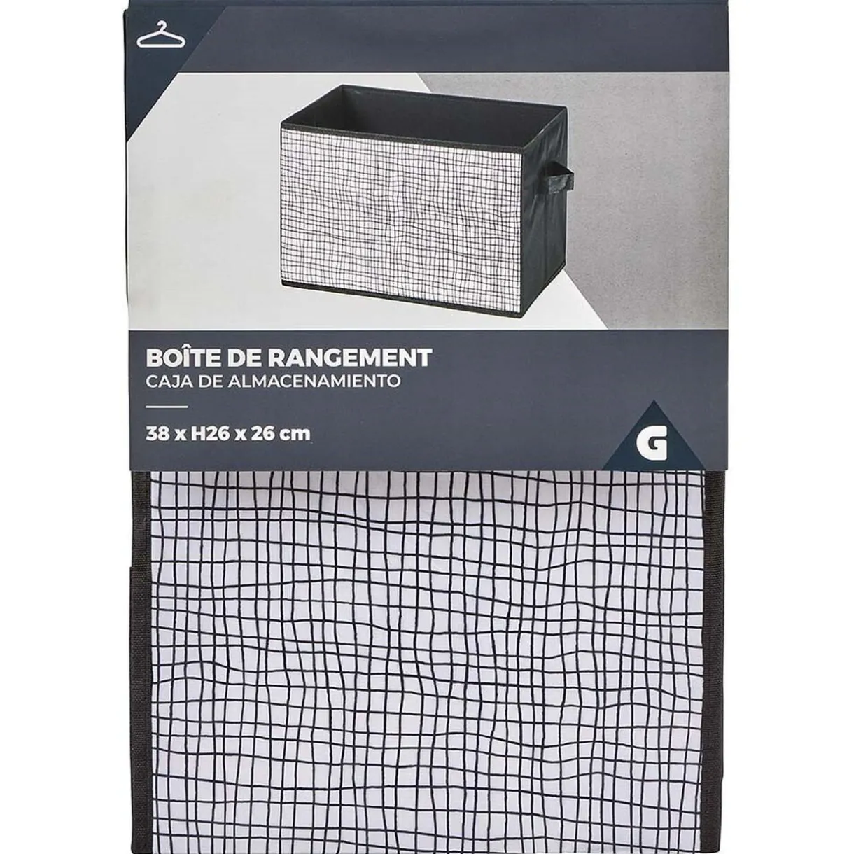 Entretien Du Linge|Gifi Panière rectangulaire en polyester motif quadrillage gris blanc
