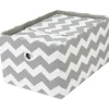 Rangement|Gifi Panière rectangulaire imprimé zig zap gris blanc x3