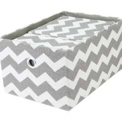 Rangement|Gifi Panière rectangulaire imprimé zig zap gris blanc x3