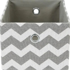 Rangement|Gifi Panière rectangulaire imprimé zig zap gris blanc x3