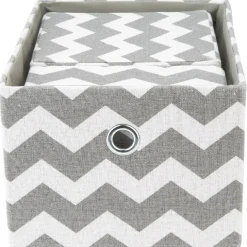 Rangement|Gifi Panière rectangulaire imprimé zig zap gris blanc x3