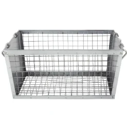 Rangement|Gifi Panière rectangulaire métal ajouré gris H. 15,5 cm