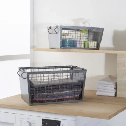 Rangement|Gifi Panière rectangulaire métal ajouré gris H. 20 cm