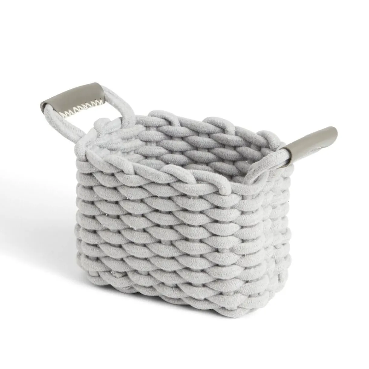 Rangement|Gifi Panière rectangulaire tricot coton gris 16x14xH24cm