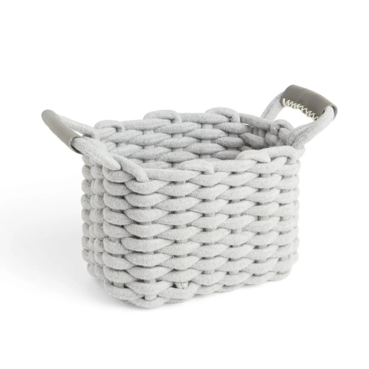 Rangement|Gifi Panière rectangulaire tricot coton gris 16x14xH24cm