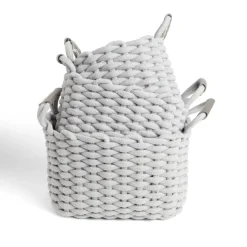 Rangement|Gifi Panière rectangulaire tricot coton gris 35x20xH25cm