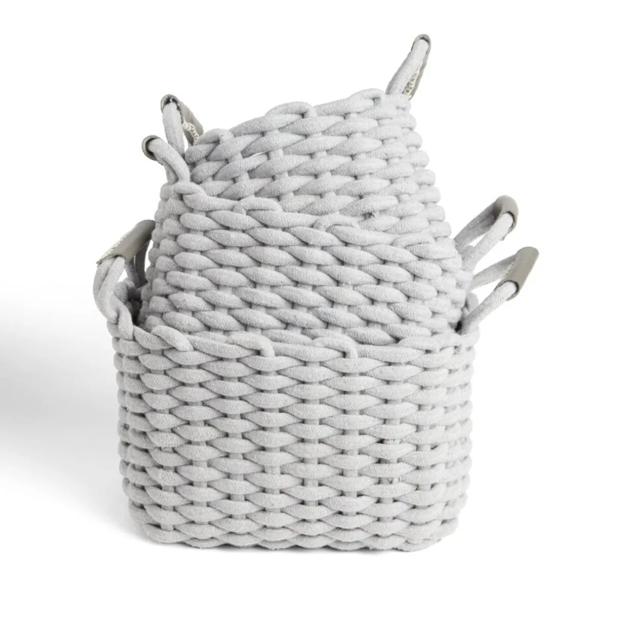 Rangement|Gifi Panière rectangulaire tricot coton gris 35x20xH25cm