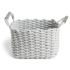Rangement|Gifi Panière rectangulaire tricot coton gris 35x20xH25cm