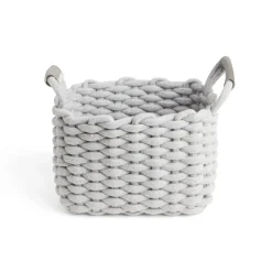 Rangement|Gifi Panière rectangulaire tricot coton gris 28x17xH23cm