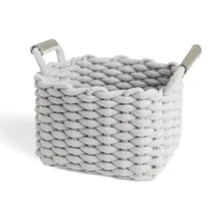 Rangement|Gifi Panière rectangulaire tricot coton gris 28x17xH23cm